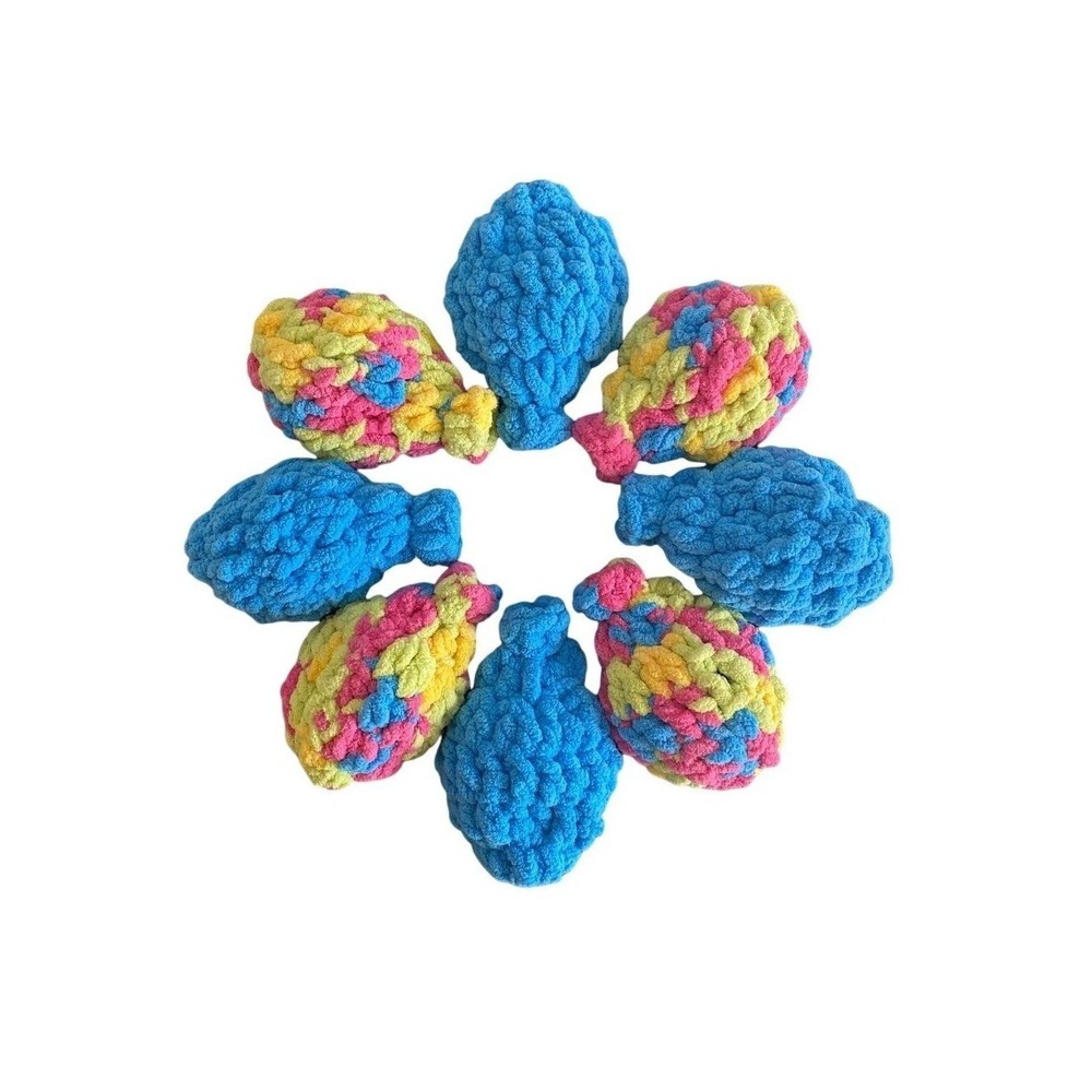 Reusable Crochet Water Balloons Handmade Latex Free Blue Yellow Pink Set of 8
